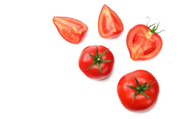 Skiva Tomat Isolerad Vit Bakgrund Ovanifrån — Stockfoto