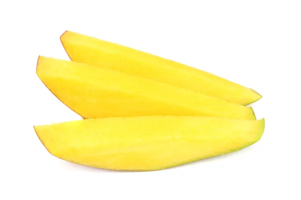 Mango Plakjes Geïsoleerd Witte Achtergrond Gezond Voedsel — Stockfoto