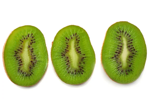 Tranches Kiwi Fruits Isolés Sur Fond Blanc Vue Dessus — Photo