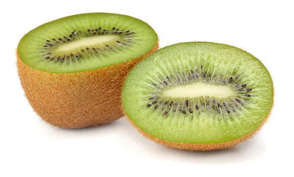 Snijdt Kiwi Fruit Geïsoleerd Witte Achtergrond — Stockfoto