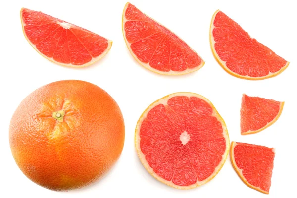 Здоровую Пищу Нарезанный Грейпфрут Белом Фоне Вид Сверху — стоковое фото