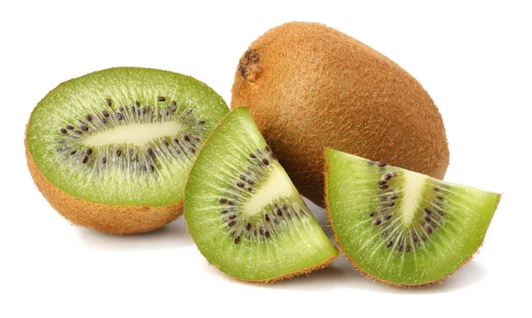 Snijdt Kiwi Fruit Geïsoleerd Witte Achtergrond — Stockfoto