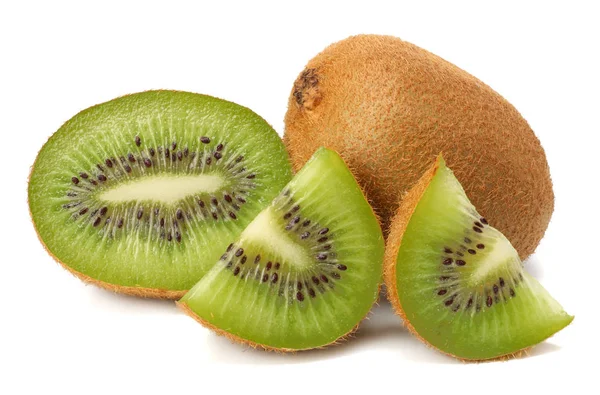 Snijdt Kiwi Fruit Geïsoleerd Witte Achtergrond — Stockfoto