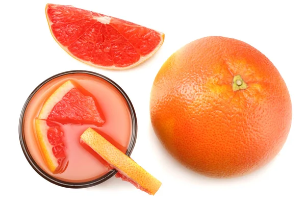 Healthy Food Grapefruit Juice Sliced Grapefruit Isolated White Background Top — Stock Photo, Image