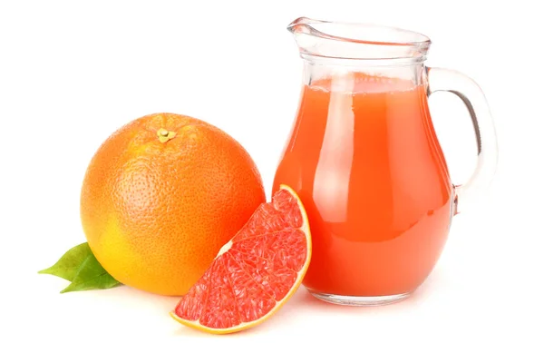 Hälsosam Mat Grapefruktjuice Med Skivad Grapefrukt Isolerad Vit Bakgrund — Stockfoto