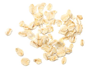 Beyaz arka plan üzerinde izole yulaf ezmesi. üstten görünüm