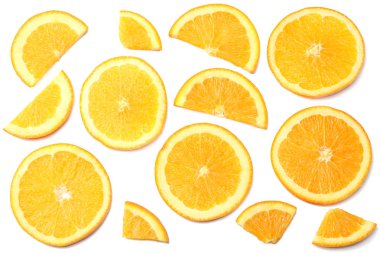 sağlıklı gıda. dilimlenmiş portakal izole üzerinde beyaz arka plan üstten görünüm