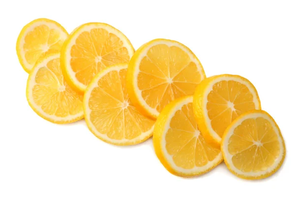 Comida Saludable Limón Rodajas Aislado Sobre Fondo Blanco Vista Superior — Foto de Stock
