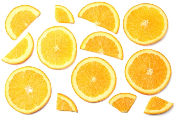 Gezonde Voeding Gesneden Bovenaanzicht Oranje Geïsoleerd Witte Achtergrond — Stockfoto