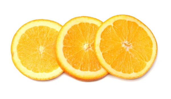 Comida Saludable Naranja Rodajas Aisladas Sobre Fondo Blanco Vista Superior — Foto de Stock