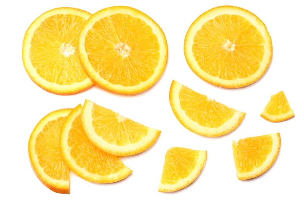 Hälsosam Mat Skivad Apelsin Isolerade Vit Bakgrund Ovanifrån — Stockfoto