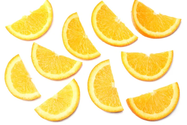 Healthy Food Sliced Orange Isolated White Background Top View — Stock Photo, Image