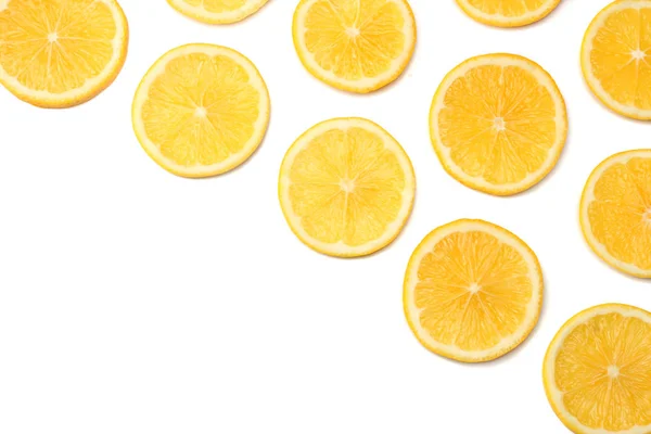 Healthy Food Sliced Lemon Isolated White Background Top View — Stock Photo, Image