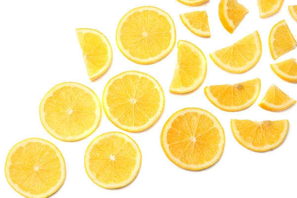 Healthy Food Sliced Lemon Isolated White Background Top View — Stock Photo, Image