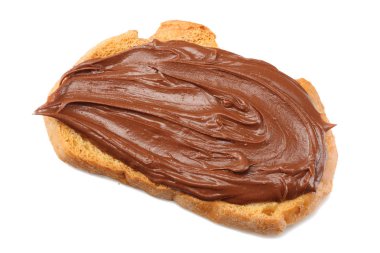 Beyaz arka plan üzerinde izole Çikolata kremalı ekmek dilimi
