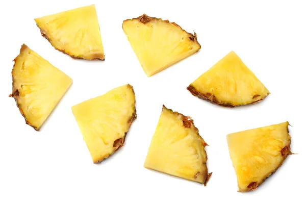 Gesunder Hintergrund Ananasscheiben Isoliert Auf Weißem Hintergrund Von Oben — Stockfoto