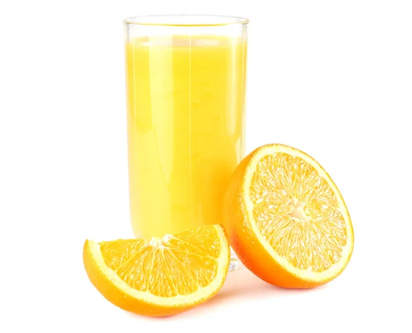 Zumo Naranja Con Naranja Aislada Sobre Fondo Blanco Jugo Vaso —  Fotos de Stock