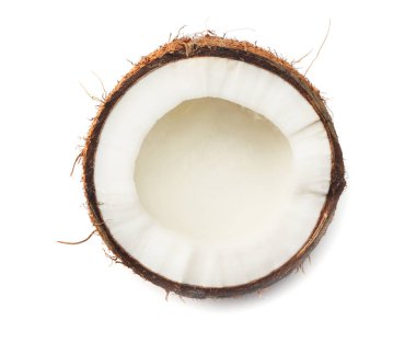 Beyaz arka planda izole edilmiş taze hindistan cevizi.