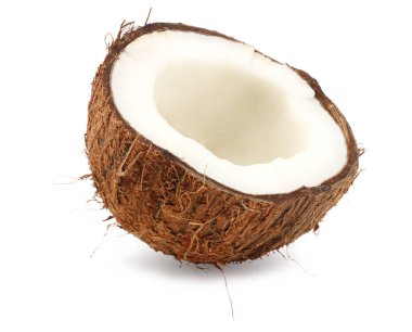 Beyaz arka planda izole edilmiş taze hindistan cevizi.