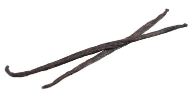 Vanilya beyaz arka plan üzerinde izole yapışır. vanilya çekirdeği