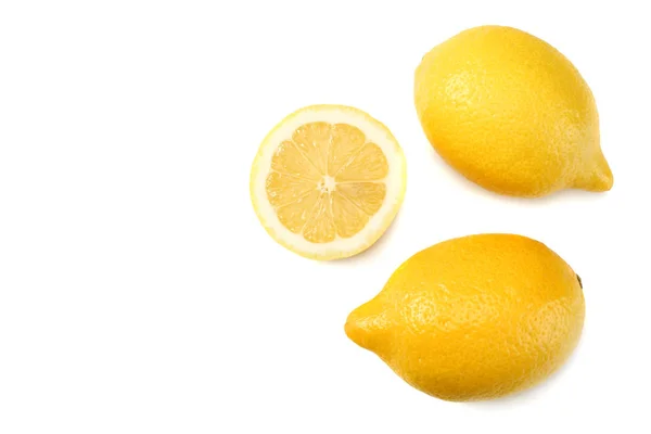 Healthy Food Sliced Lemon Isolated White Background Top View — Stock Photo, Image