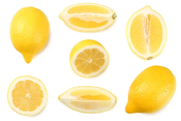 Healthy Food Sliced Lemon Isolated White Background Top View — Stock Photo, Image