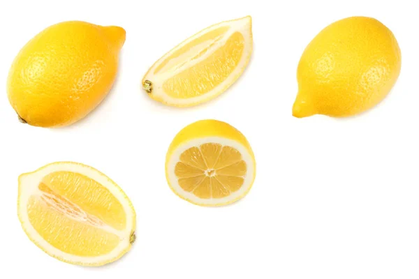 Comida Saludable Limón Rodajas Aislado Sobre Fondo Blanco Vista Superior — Foto de Stock