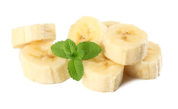 Fette Banana Fresca Isolate Sfondo Bianco — Foto Stock