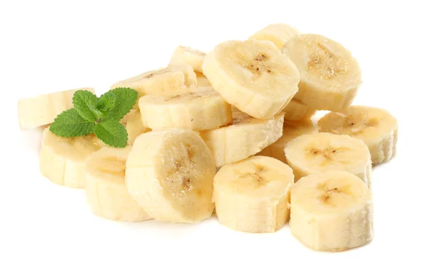Fette Banana Fresca Isolate Sfondo Bianco — Foto Stock
