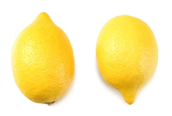 Nourriture Saine Deux Citrons Isolés Sur Fond Blanc Vue Dessus — Photo