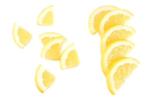 Hälsosam Mat Skivade Citroner Isolerad Vit Bakgrund Ovanifrån — Stockfoto