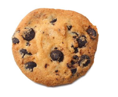 Beyaz arkaplanda izole edilmiş çikolatalı kurabiye