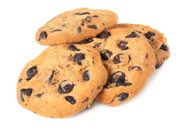 Chocolate Chip Cookies Isoliert Auf Weißem Hintergrund Süße Kekse Hausgemachtes — Stockfoto