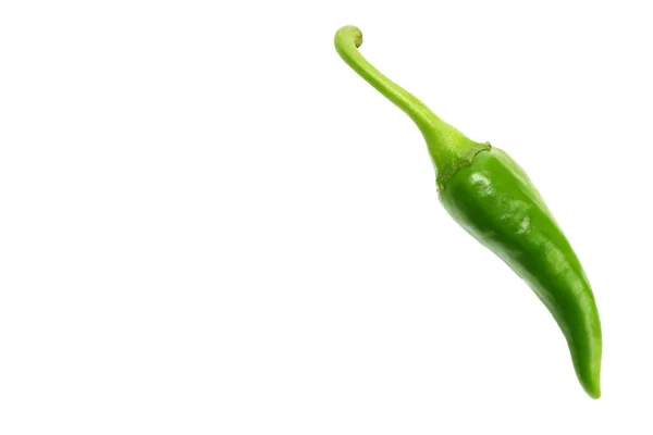 Peperoncino Piccante Verde Isolato Sfondo Bianco Vista Dall Alto — Foto Stock