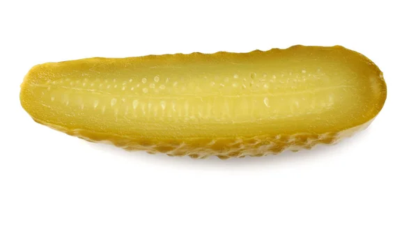 Een Gemarineerde Ingemaakte Komkommer Geïsoleerd Witte Achtergrond — Stockfoto