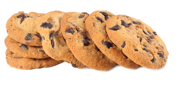Chocolate Chip Cookies Isoliert Auf Weißem Hintergrund Süße Kekse Hausgemachtes — Stockfoto