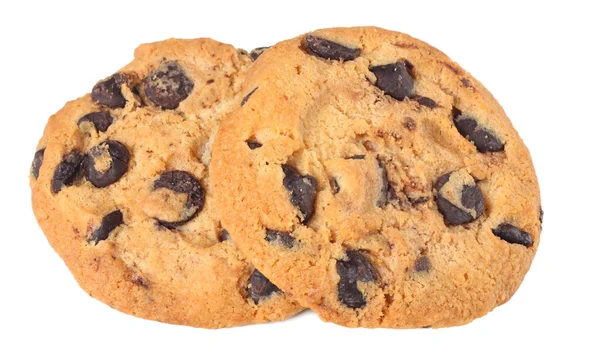 Chocolate Chip Cookies Isoliert Auf Weißem Hintergrund Süße Kekse Hausgemachtes — Stockfoto