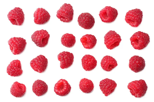Ripe Raspberries Isolated White Background Top View Royalty Free Stock Images