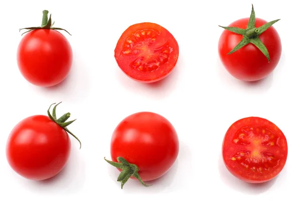 Rebanada Tomate Aislado Sobre Fondo Blanco Vista Superior — Foto de Stock