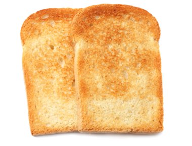 İki dilim tost ekmek izole üzerinde beyaz arka plan 