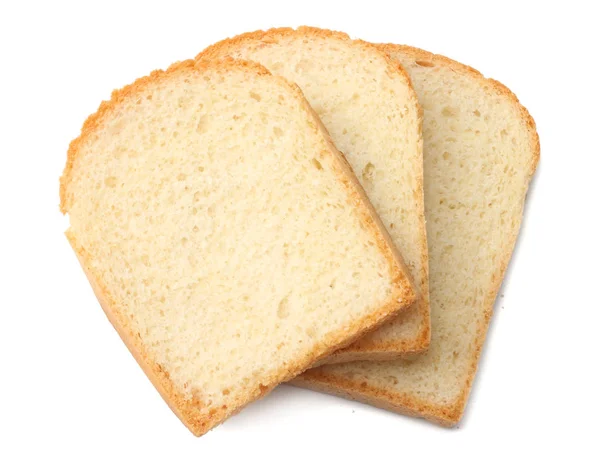 Tři plátky toastu chléb izolované na bílém pozadí — Stock fotografie