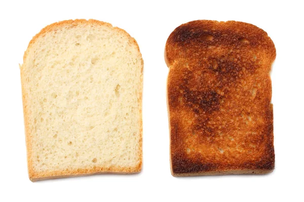 Dva plátky toastu chléb izolované na bílém pozadí — Stock fotografie