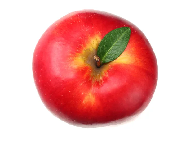白い背景に分離された 1 つの赤いりんご。トップ ビュー — ストック写真