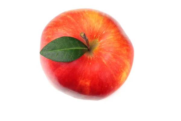 Ett rött äpple isolerad på vit bakgrund. ovanifrån — Stockfoto