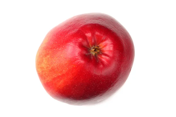 Satu apel merah terisolasi pada latar belakang putih. tampilan atas — Stok Foto