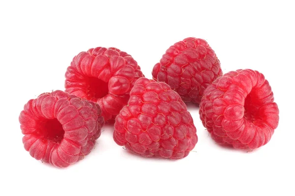 Ripe raspberries isolated on white background macro — Stock Photo, Image