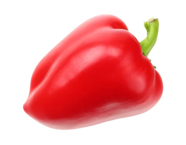 Jedna Červená Sladká Paprika Izolované Bílém Pozadí — Stock fotografie