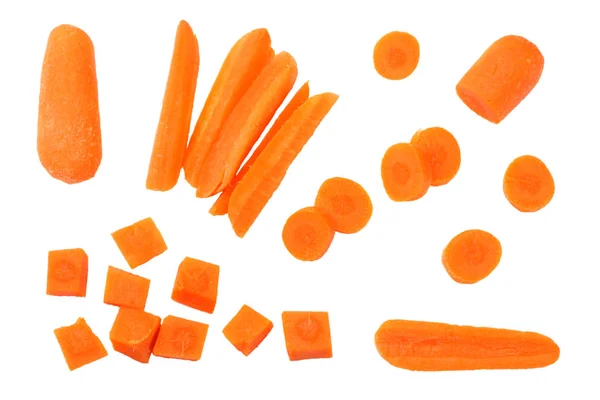 Група Органічної Маленької Дитячої Моркви Ізольованої Білому Тлі Вид Зверху — стокове фото