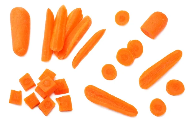 Группа Органических Маленьких Морковок Выделенных Белом Фоне Вид Сверху — стоковое фото