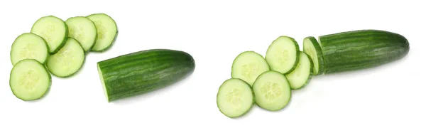 Cucumber Collection Fresh Cucumber Slices Isolated White Background — Stock Photo, Image